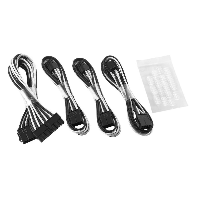 CableMod - Basic ModFlex Dual 6+2 Sleeved Cable Extensions - Black/White